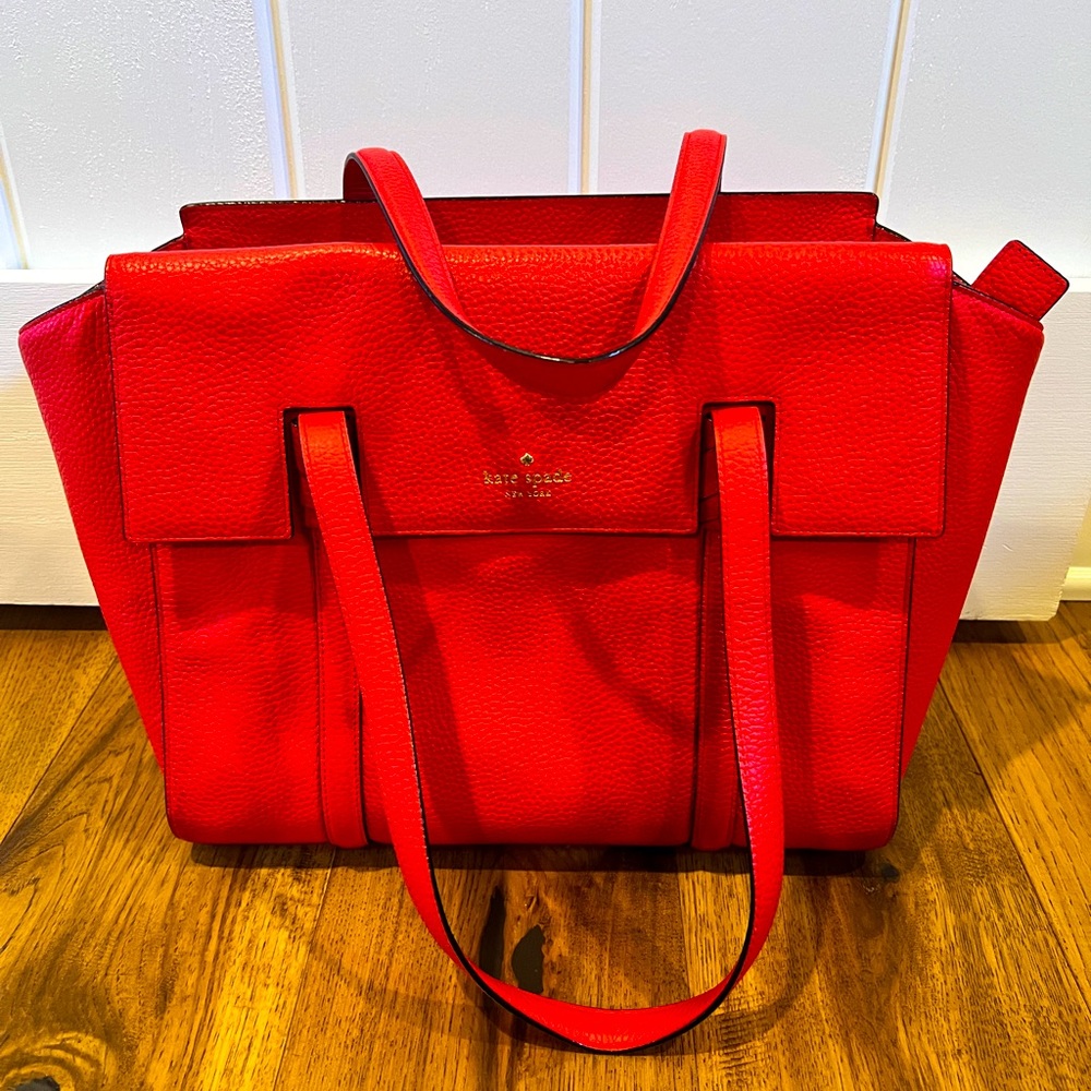 Kate Spade Red Leather Tote Bag